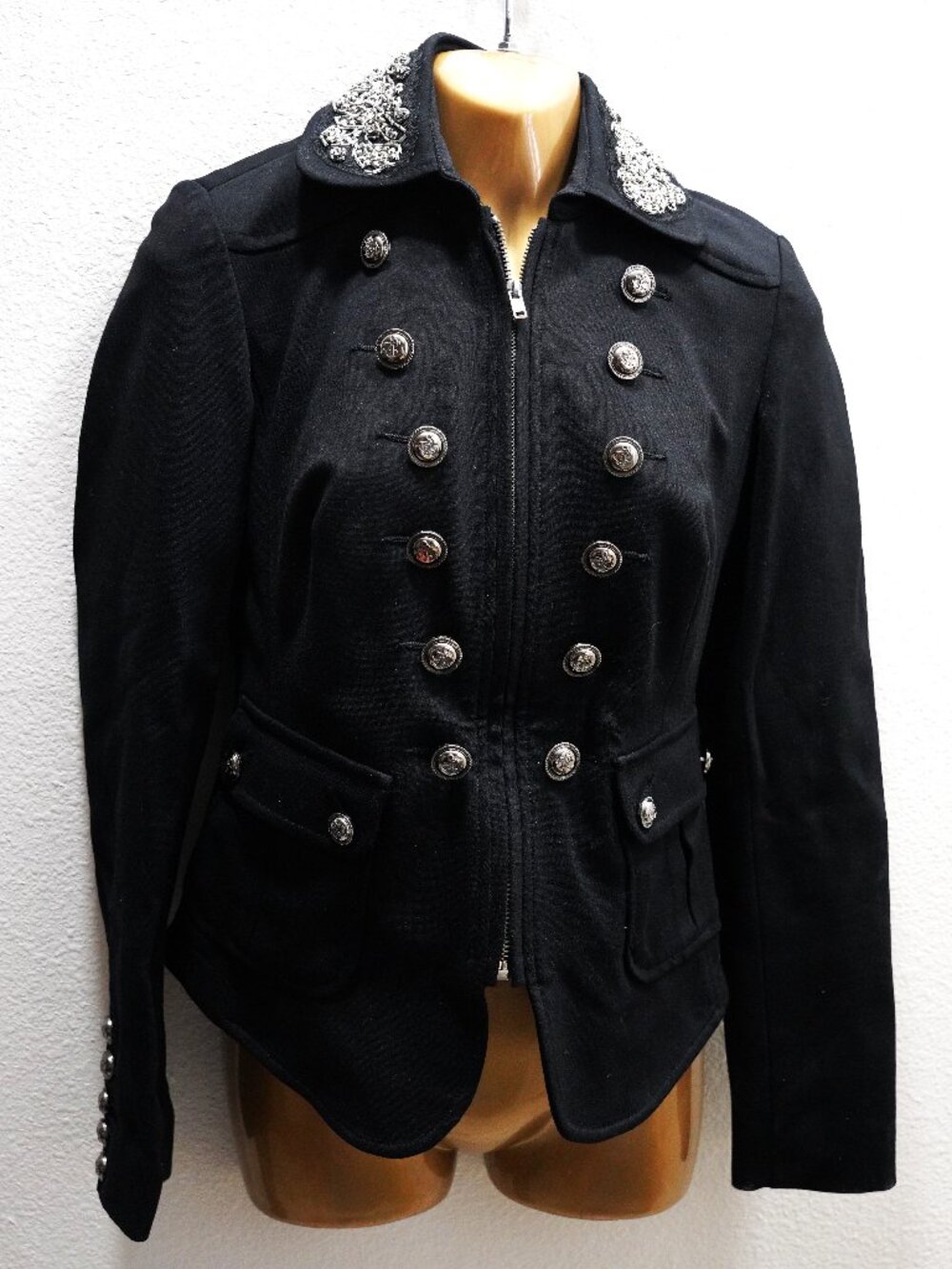 Inc International Concepts Black Embellished Collar Jacket size XS